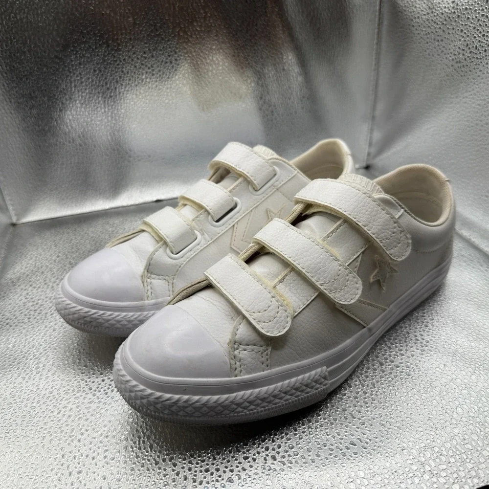 Size 4.5 Converse Star Player 3V Ox White Junior‎ Trainers Shoes 651830C